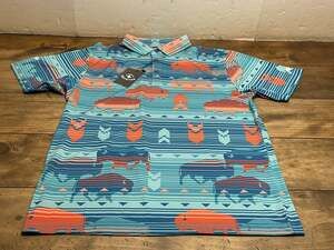 Raised by Coyotes Aztec Southwest Buffalo Performance Golf Polo Shirt Men Large